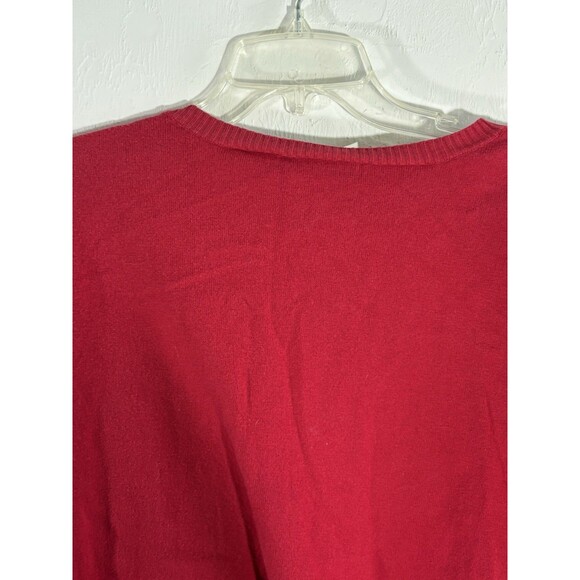 Russ Liz Claiborne Red Christmas XL Sweater w/Dogs Button Up Long Sleeve Holiday - Picture 4 of 6